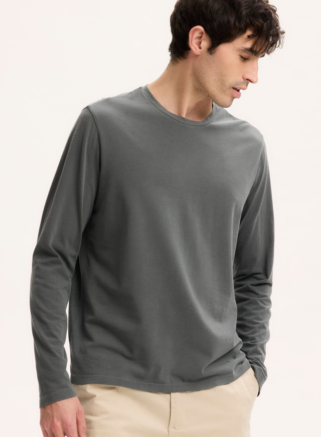 majestic filatures T-shirt Gris Col Rond Manches Longues en Coton organique / Elasthanne Coton organique / Elasthanne