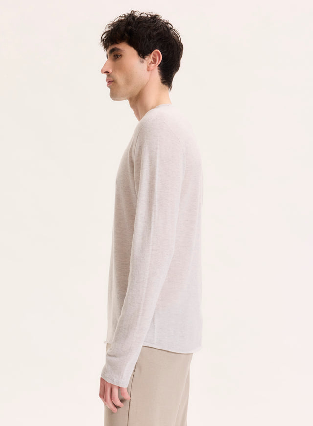 Majestic Filatures T-shirt Gris Manches Longues Col Rond En Cachemire Cachemire