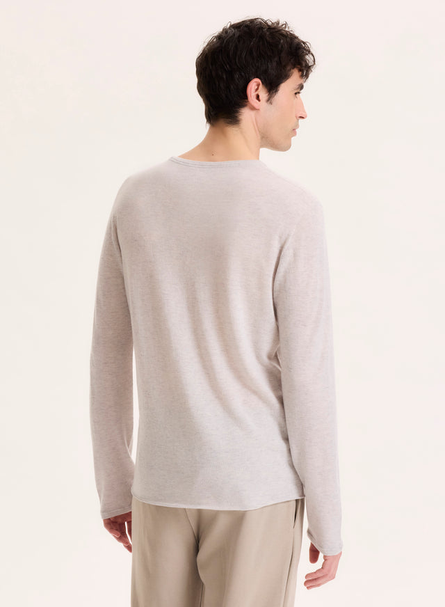 Majestic Filatures T-shirt Gris Manches Longues Col Rond En Cachemire Cachemire