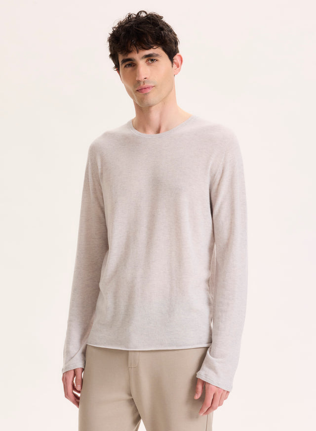 majestic filatures T-shirt Gris Manches Longues Col Rond en Cachemire Cachemire