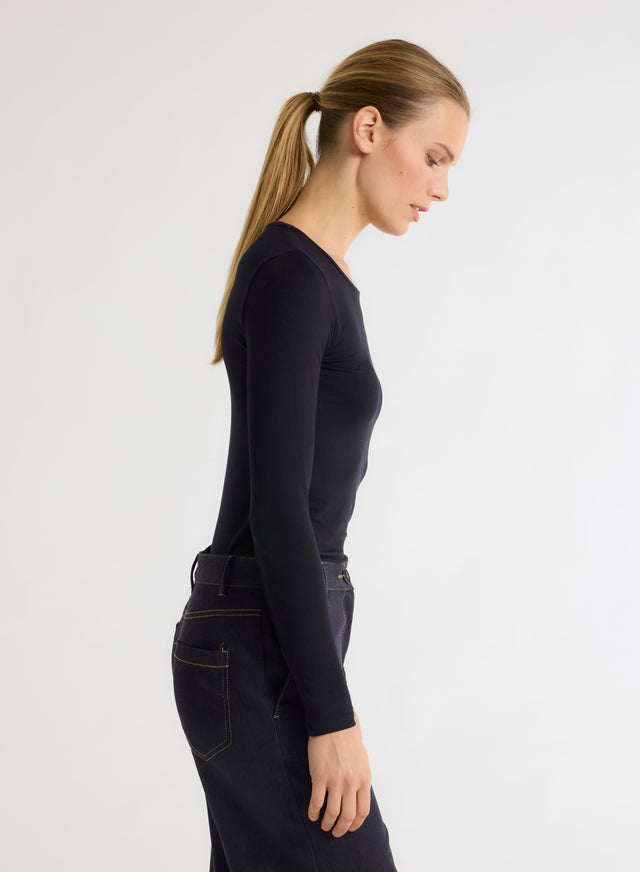 Majestic Filatures T-shirt Marine Ally Col Rond En Viscose Et Élasthanne Viscose / Élasthanne