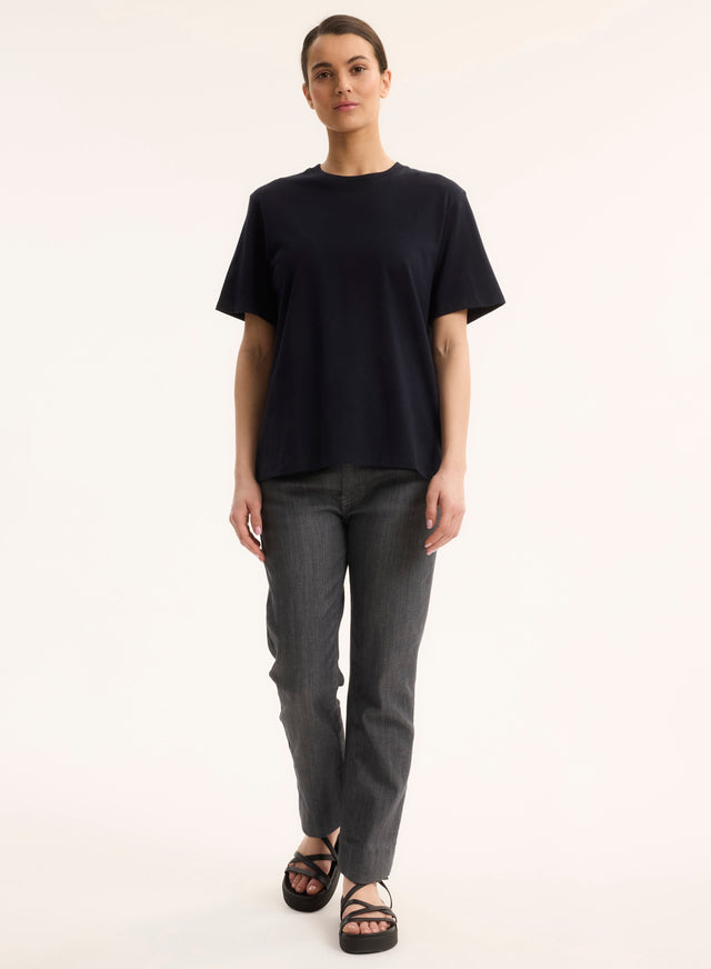 Majestic Filatures T-shirt Marine Col Rond Manches Courtes En Coton Organique Coton Organique