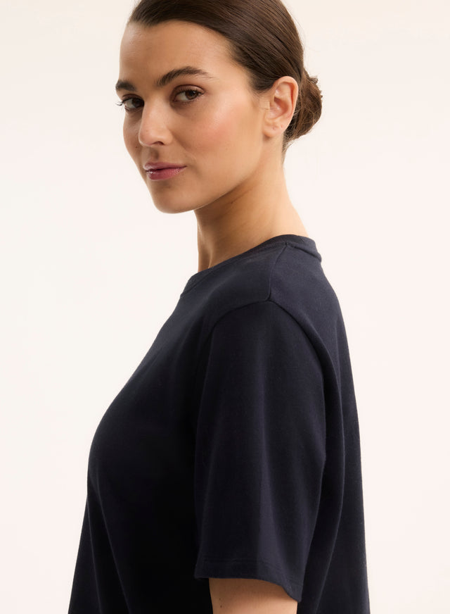 Majestic Filatures T-shirt Marine Col Rond Manches Courtes En Coton Organique Coton Organique