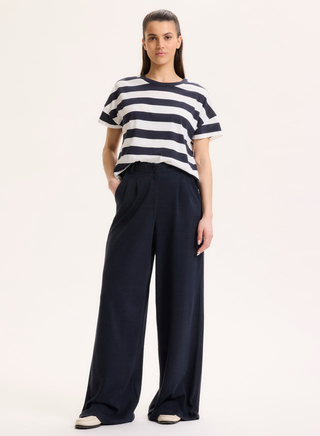 Majestic Filatures T-shirt Marine Col Rond Manches Courtes En Coton Organique Coton Organique