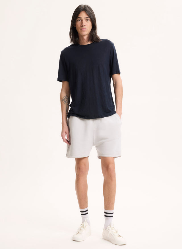 Majestic Filatures T-shirt Marine Col Rond Manches Courtes En Lin / Elasthanne Lin / Elasthanne