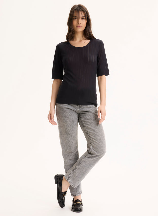 Majestic Filatures T-shirt Marine Col Rond Manches Courtes En Lyocell / Tencel LYOCELL / TENCEL