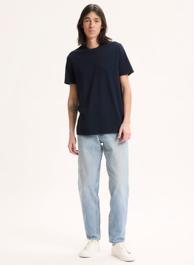 Majestic Filatures T-shirt Marine Harold Col Rond Manches Courtes En Coton Organique Et Elasthanne Coton Organique / Elasthanne