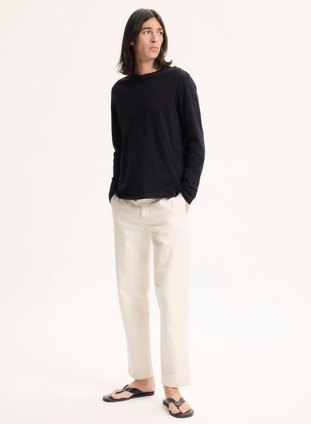 Majestic Filatures T-shirt Marine James Col Rond Manches Longues En Deluxe Coton Deluxe Coton