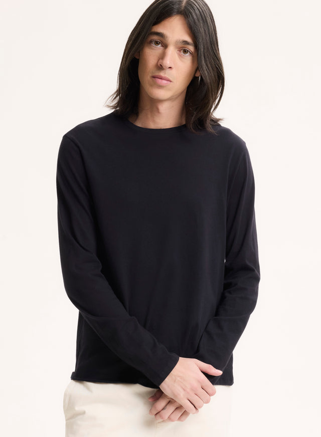 majestic filatures T-shirt Marine James col rond manches longues en Deluxe Coton Deluxe Coton