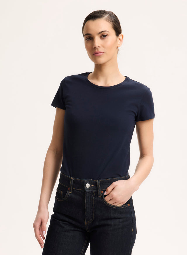 Majestic Filatures T-shirt Marine Jamie Col Rond Manches Courtes En Deluxe Coton Deluxe Coton