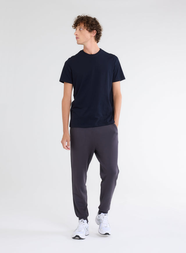 Majestic Filatures T-shirt Marine Julien Col Rond Manches Courtes En Deluxe Coton Deluxe Coton