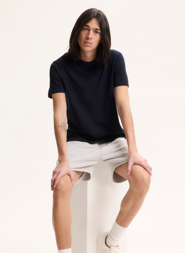 Majestic Filatures T-shirt Marine Patrice Col Rond Manches Courtes En Coton Coton Organique