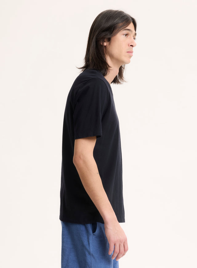 Majestic Filatures T-shirt Marine Paul Col V Manches Courtes En Coton Coton Organique