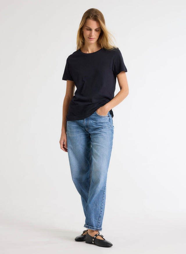Majestic Filatures T-shirt Marine Polly Col Rond Manches Courtes En Coton Coton Organique