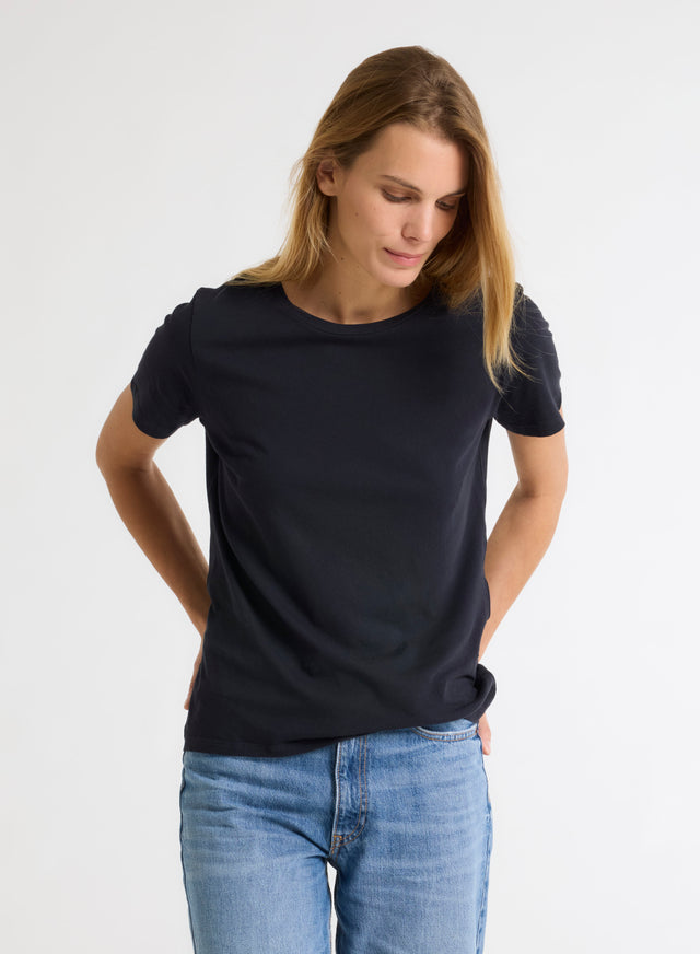 Majestic Filatures T-shirt Marine Polly Col Rond Manches Courtes En Coton Coton Organique