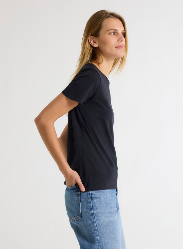 Majestic Filatures T-shirt Marine Polly Col Rond Manches Courtes En Coton Coton Organique