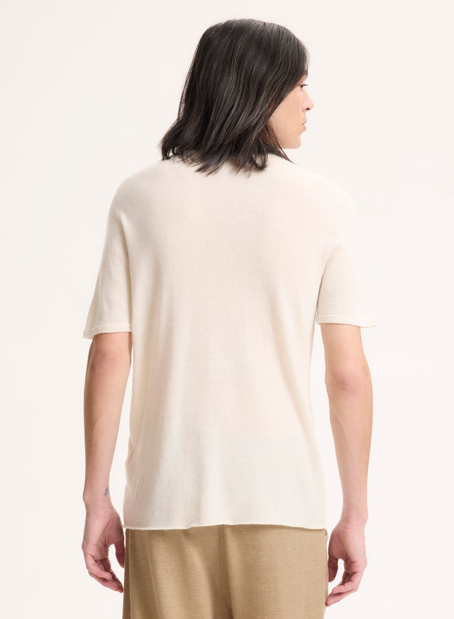 Majestic Filatures T-shirt Milk Manches Courtes Col Rond En Cachemire Cachemire