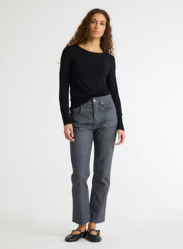 Majestic Filatures T-shirt Noir Ally Col Rond En Viscose Et Élasthanne Viscose / Élasthanne