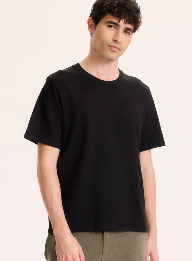 Majestic Filatures T-shirt Noir Col Rond Manches Courtes En Coton Organique Coton Organique
