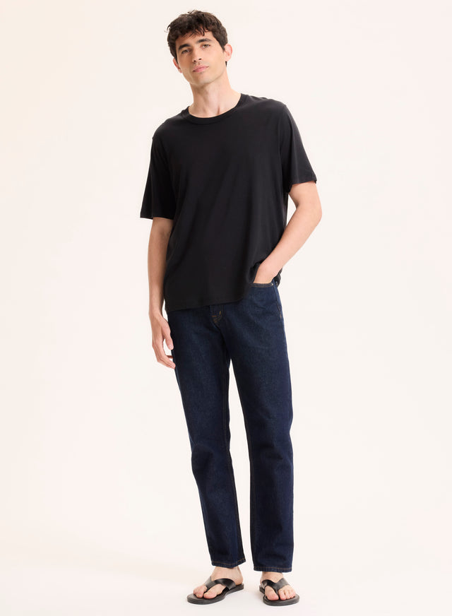 Majestic Filatures T-shirt Noir Col Rond Manches Courtes En Lyocell / Tencel / Coton Organique Lyocell / Tencel / Coton Organique