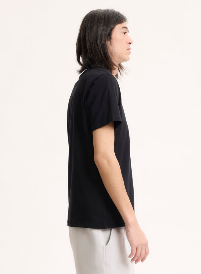 Majestic Filatures T-shirt Noir Julien Col Rond Manches Courtes En Deluxe Coton Deluxe Coton
