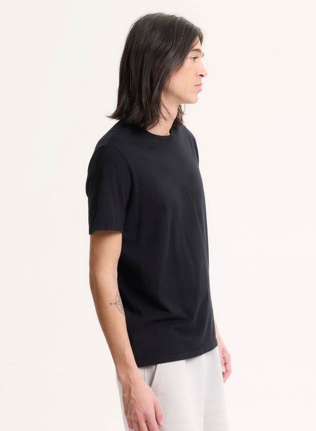 Majestic Filatures T-shirt Noir Patrice Col Rond Manches Courtes En Coton Coton Organique