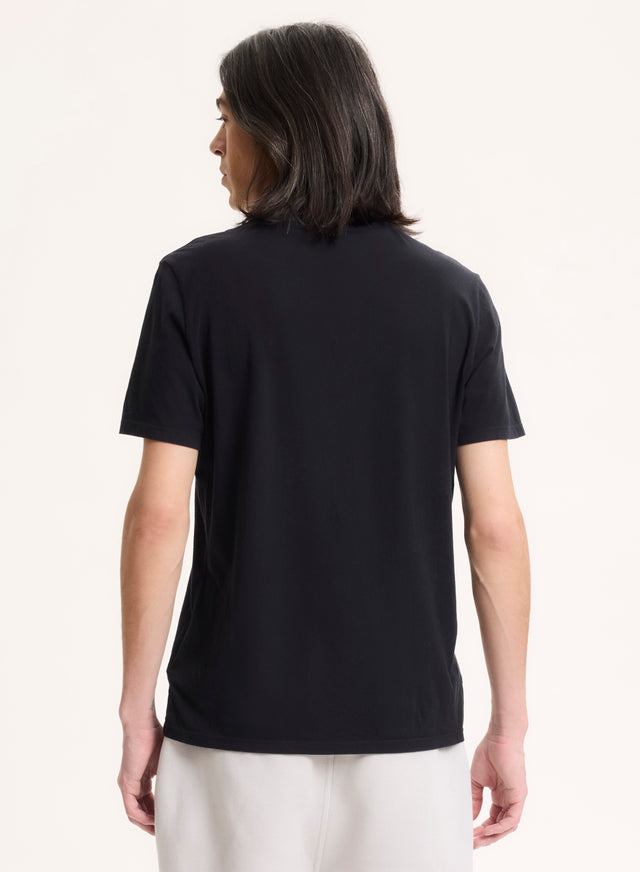 Majestic Filatures T-shirt Noir Patrice Col Rond Manches Courtes En Coton Coton Organique