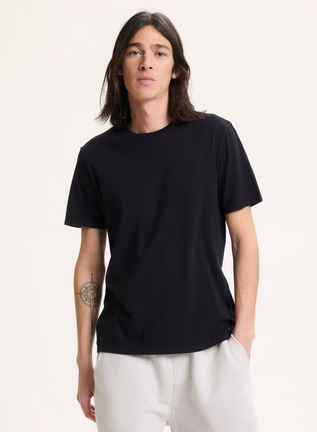 majestic filatures T-shirt Noir Patrice Col Rond Manches Courtes en Coton Coton organique