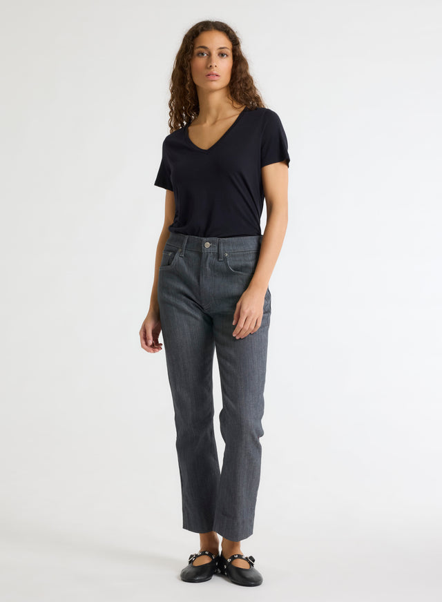 Majestic Filatures T-shirt Noir Patty Col V Manches Courtes En Coton Coton Organique