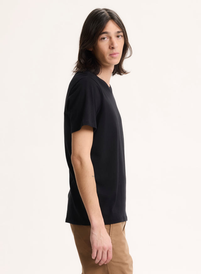 Majestic Filatures T-shirt Noir Paul Col V Manches Courtes En Coton Coton Organique