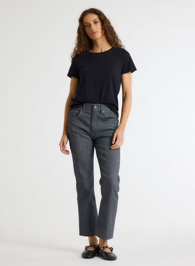 Majestic Filatures T-shirt Noir Polly Col Rond Manches Courtes En Coton Organique Coton Organique