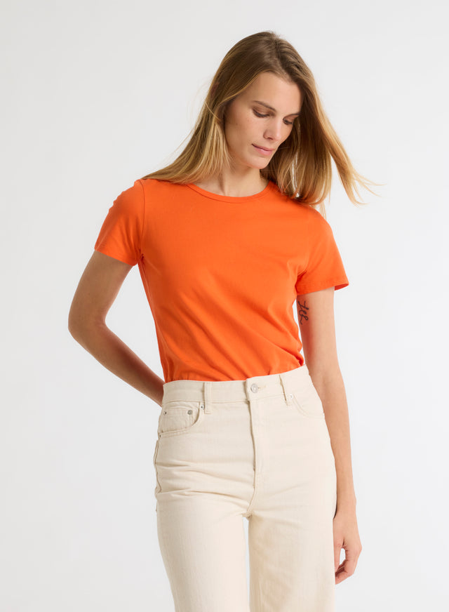 majestic filatures T-shirt orange en coton organique Coton organique