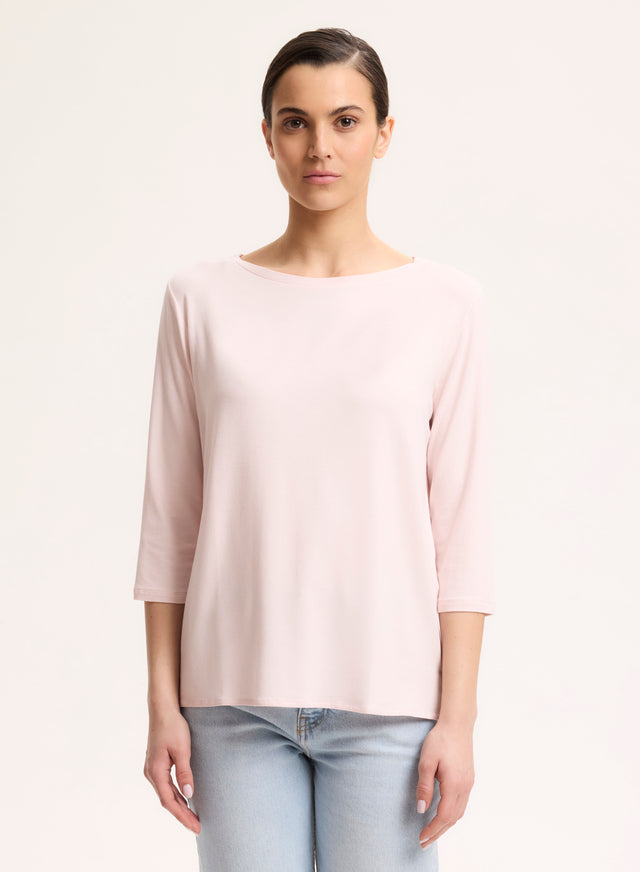 Majestic Filatures T-shirt Pétale Manches 3/4 Col Bateau En Viscose Et Élasthanne Viscose / Élasthanne