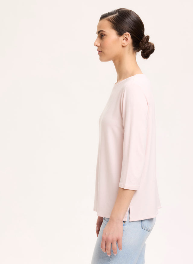 Majestic Filatures T-shirt Pétale Manches 3/4 Col Bateau En Viscose Et Élasthanne Viscose / Élasthanne