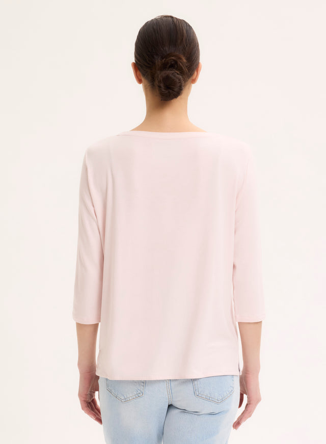 Majestic Filatures T-shirt Pétale Manches 3/4 Col Bateau En Viscose Et Élasthanne Viscose / Élasthanne