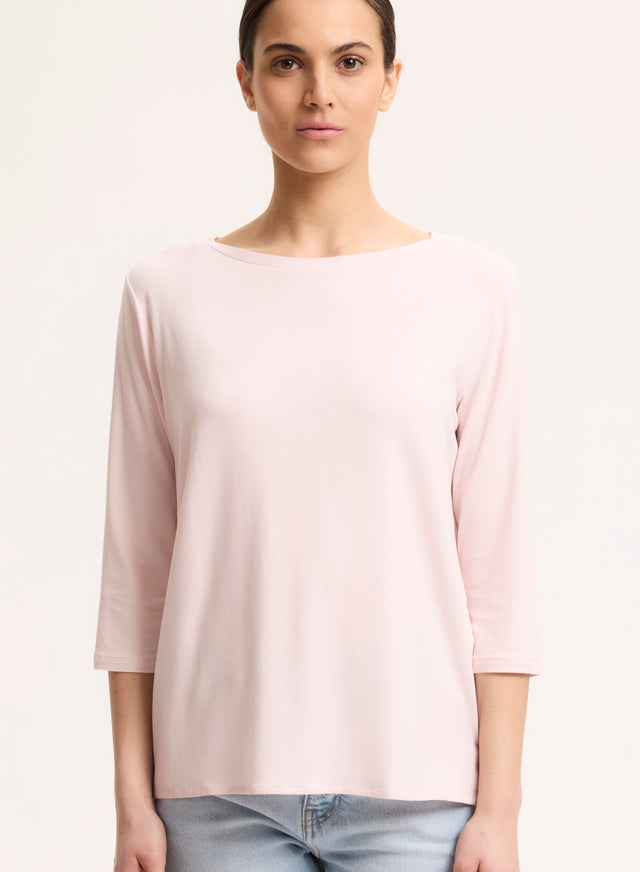 majestic filatures T-shirt Pétale Manches 3/4 Col Bateau en Viscose et Élasthanne Viscose / Élasthanne