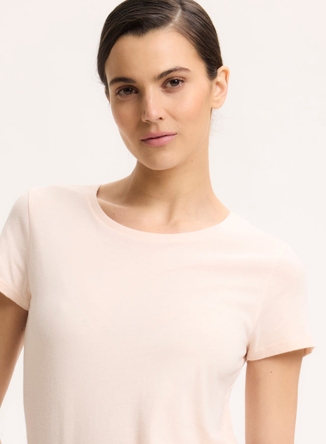 Majestic Filatures T-shirt Rose Col Rond Manches Courtes En Coton Organique Coton Organique