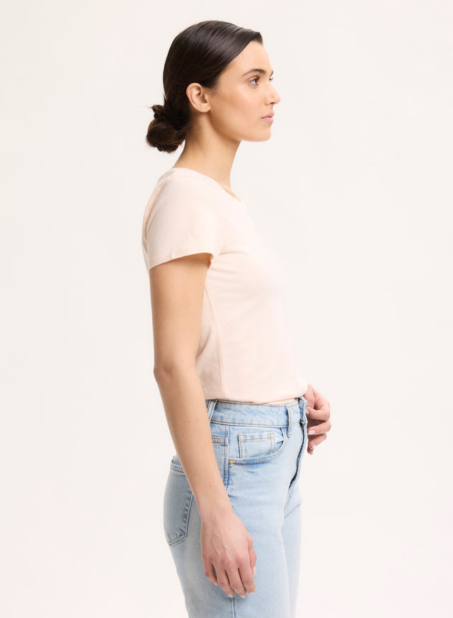Majestic Filatures T-shirt Rose Col Rond Manches Courtes En Coton Organique Coton Organique