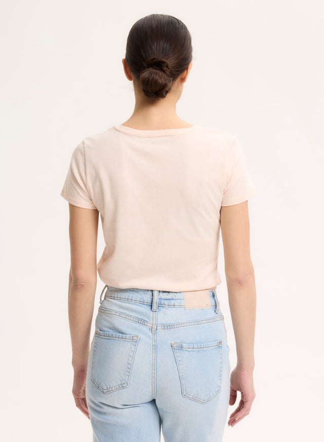 Majestic Filatures T-shirt Rose Col Rond Manches Courtes En Coton Organique Coton Organique