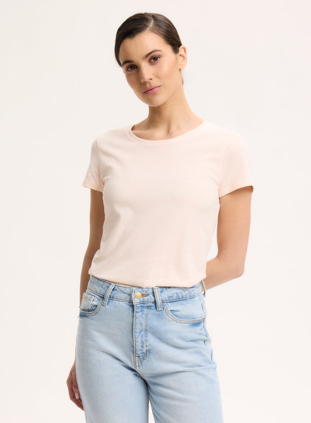 majestic filatures T-shirt Rose Col Rond Manches Courtes en Coton organique Coton organique