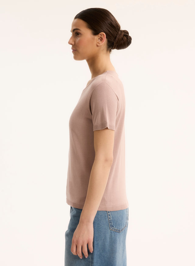 Majestic Filatures T-shirt Rose Col Rond Sans Manches En Soie / Viscose Soie / Viscose