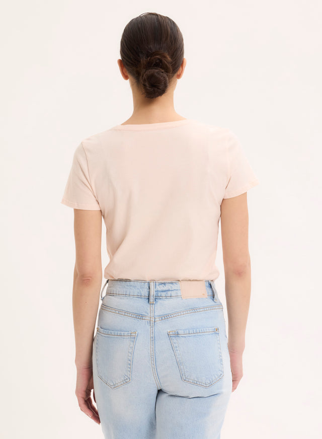 Majestic Filatures T-shirt Rose Col V Manches Courtes En Coton Organique Coton Organique