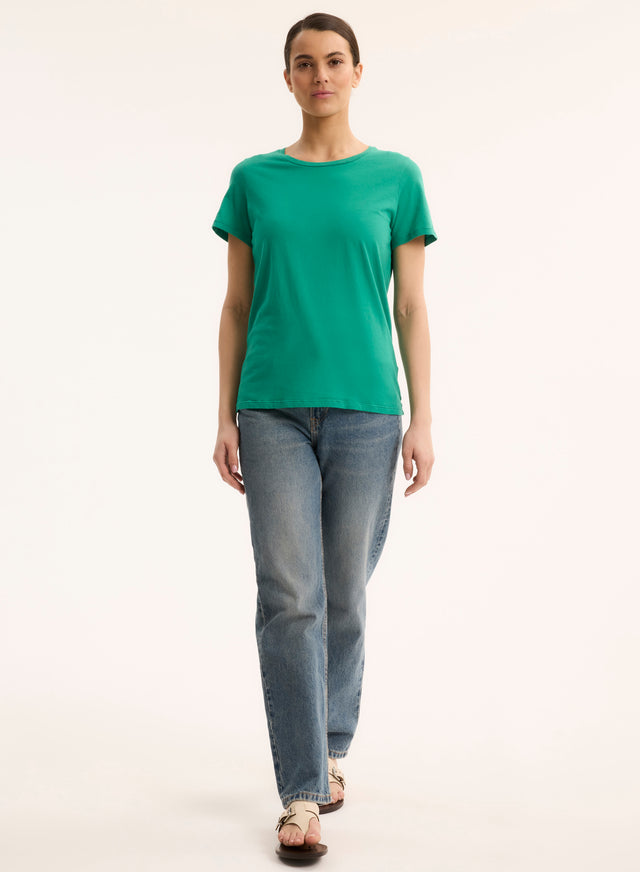 Majestic Filatures T-shirt Vert Col Rond Manches Courtes En Coton Organique Coton Organique