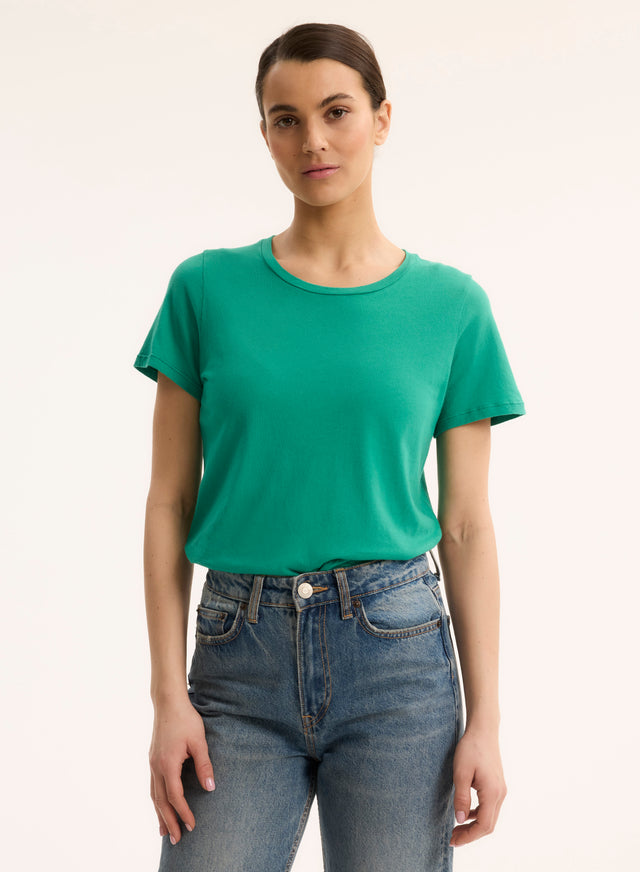 Majestic Filatures T-shirt Vert Col Rond Manches Courtes En Coton Organique Coton Organique