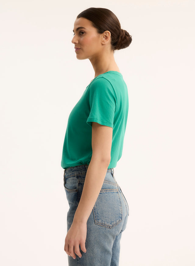 Majestic Filatures T-shirt Vert Col Rond Manches Courtes En Coton Organique Coton Organique