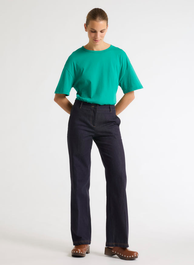 Majestic Filatures T-shirt Vert Col Rond Manches Courtes En Coton Organique Coton Organique