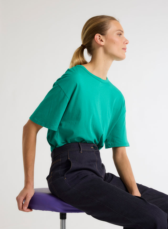 majestic filatures T-shirt Vert Col Rond Manches Courtes en Coton organique Coton organique