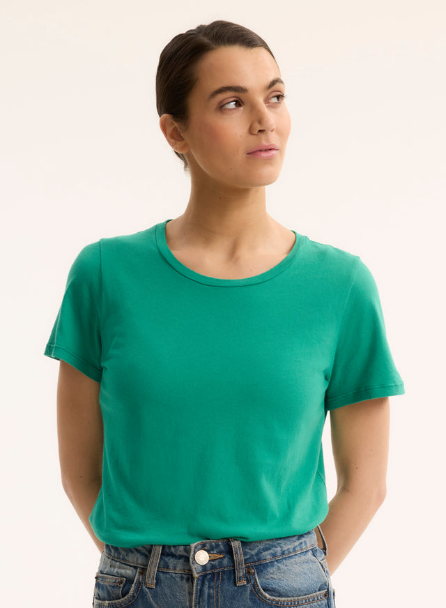 majestic filatures T-shirt vert col rond manches courtes en coton organique Coton organique