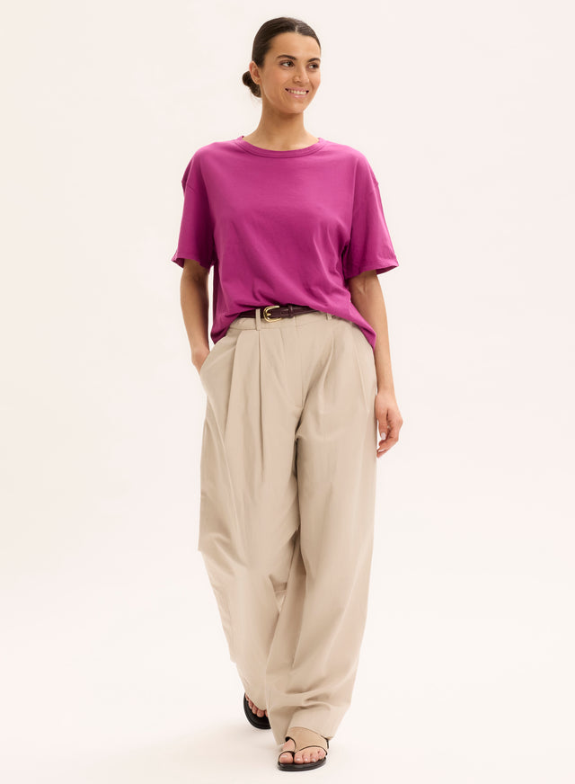 Majestic Filatures T-shirt Violet Col Rond Manches Courtes En Coton Organique Coton Organique