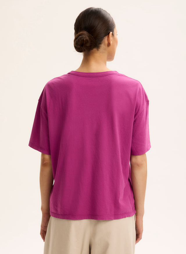 Majestic Filatures T-shirt Violet Col Rond Manches Courtes En Coton Organique Coton Organique